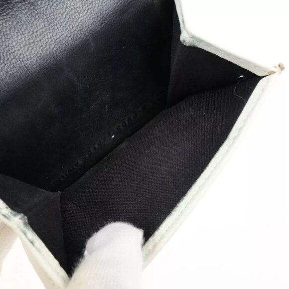 BALENCIAGA Logo Everyday Mini Trifold Compact Wallet Leather White Italy - Picture 5 of 16